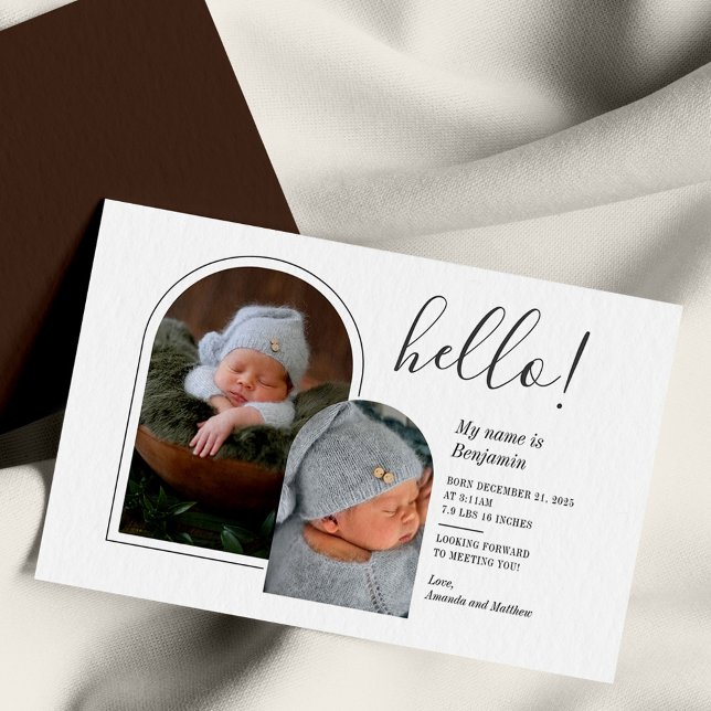 Haushalt 2 Fotos Handschrift Geburtsankündigung Mitteilungskarte (Baby Photos Birth Announcement Note Card)