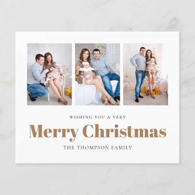 HAUSHALT 3 Fotos Familie Frohe Weihnachtskarte (Vorderseite)
