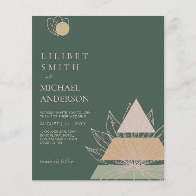 HAUSHALT Abstrakte Smaragdgrüne Pampas Grass Weddi Flyer (Vorne)