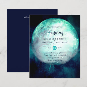 HAUSHALT Aquamarin Moon Gothic Wedding Einladung