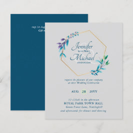 HAUSHALT Aquamarine Lila Goldkranz-Hochzeitseinlad