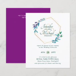 HAUSHALT Aquamarine Lila Goldkranz-Hochzeitseinlad