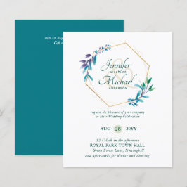 HAUSHALT Aquamarine Lila Goldkranz-Hochzeitseinlad