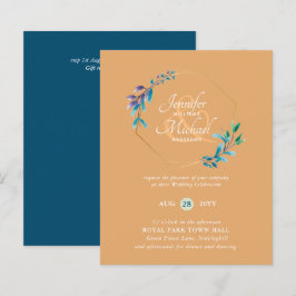HAUSHALT Aquamarine Lila Goldkranz-Hochzeitseinlad