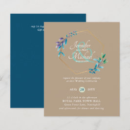 HAUSHALT Aquamarine Lila Goldkranz-Hochzeitseinlad
