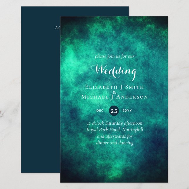 HAUSHALT Aquamarine Mystique Wedite Einladung (Vorne/Hinten)