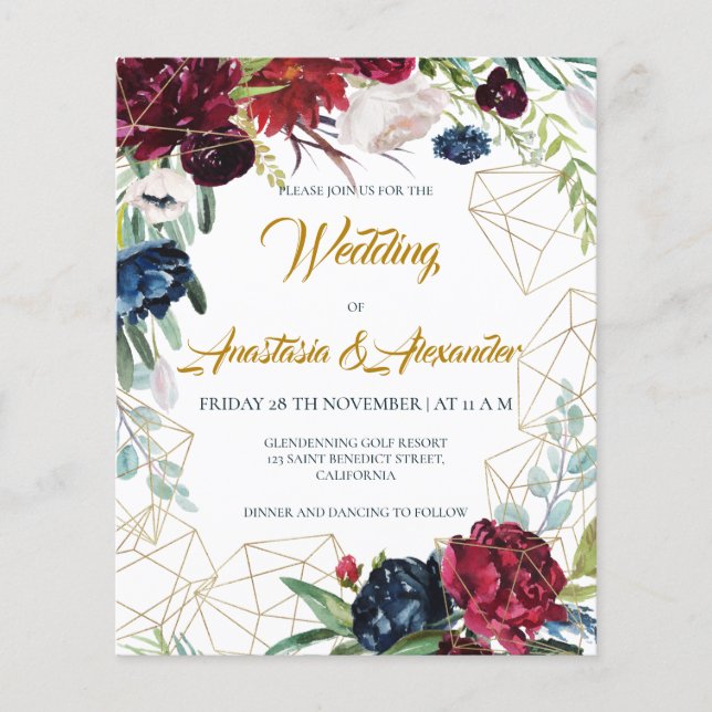 Haushalt/Blumenladen & Grüne/Einladung Hochzeit. F Flyer (Vorne)