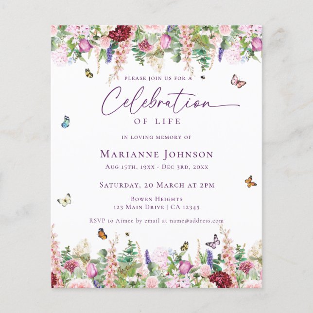 Haushalt Blumensträuße Feier des Lebens Flyer (Vorne)