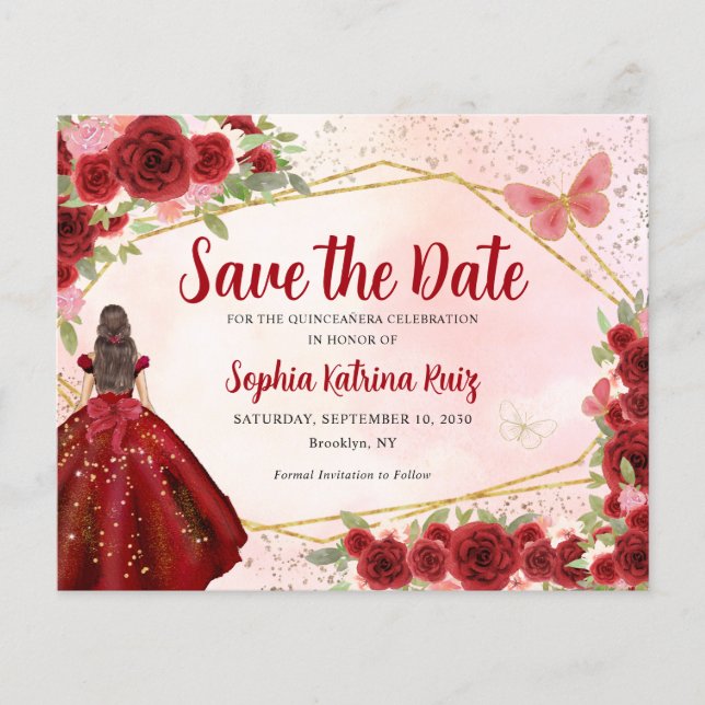 Haushalt Burgund Prinzessin Quinceañera Save the D (Vorderseite)