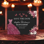 Haushalt Burgund Save the Date Geburtstag Quincean Flyer<br><div class="desc">Verkünden Sie Ihre Quinceañera im Stil mit der Floral Burgund Save the Date Geburtstag Einladung. Dieses elegante Design besticht durch seine bordeauxfarbenen Farbtöne, die mit zarten Blumenakzenten geschmückt sind und sich perfekt für ein zeitloses und echtes Fest eignen. Die raffinierte Gestaltung bietet alle wichtigen Details, damit Ihre Gäste ihre Kalender...</div>