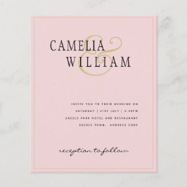 HAUSHALT Classic Blush Pink Gold Hochzeit einladen Flyer