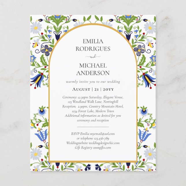 HAUSHALT Doppelseitige BILINGUALE Hochzeitskunst Flyer (Vorne)