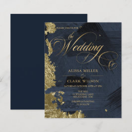 HAUSHALT Dunkelblau, Gold Painterly Wedding Einlad
