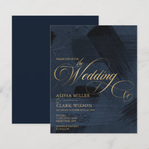 HAUSHALT Dunkelblau, Gold Painterly Wedding Einlad
