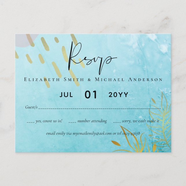 HAUSHALT DustyTeal Abstrakte Hochzeit Postkarte (Vorderseite)