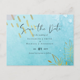 HAUSHALT DustyTeal Abstrakte Hochzeit Postkarte