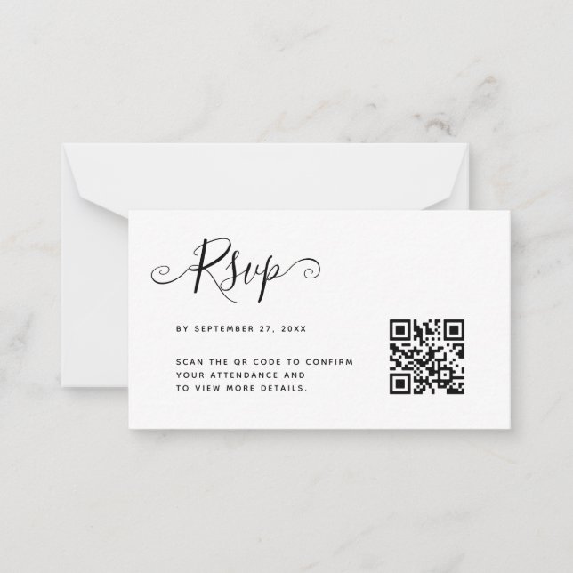 HAUSHALT Einfache Minimalistische QR Code UAWG Wed Mitteilungskarte (Vorderseite)