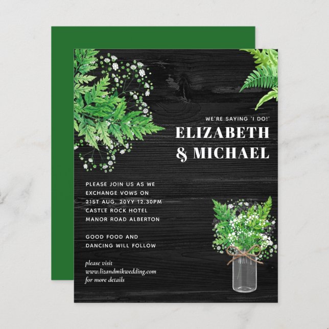 HAUSHALT einfarbige Fern Greenerity Einladung (Vorne/Hinten)