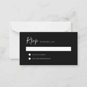 HAUSHALT EleganClean Minimalistisch Black Wedding  Mitteilungskarte