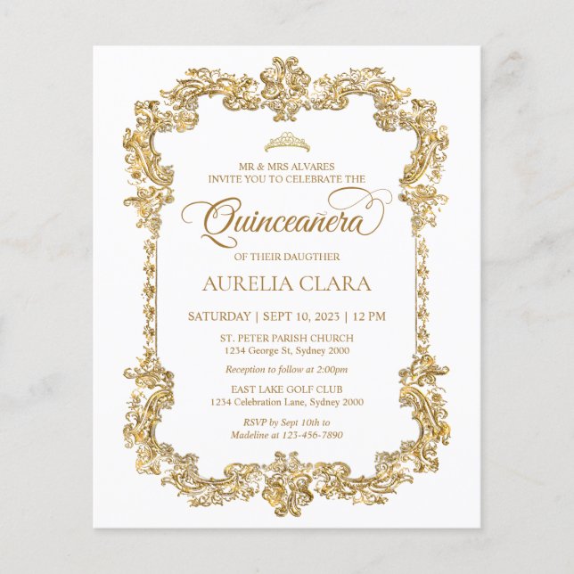 HAUSHALT Elegant Ivory White Gold Tiara Quinceaner (Vorderseite)