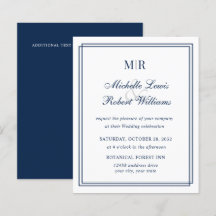 HAUSHALT Elegante Doppelgrenzenmongram-Navy Hochze