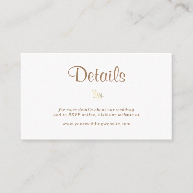 HAUSHALT Elegante Rustikale Goldhochzeit Details Mitteilungskarte (Vorderseite)