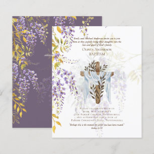 HAUSHALT Eleganter BAPTISM Einladung Wisteria Lila