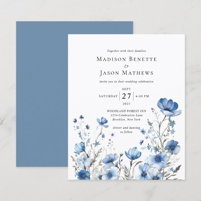 HAUSHALT Elegantes Bohemisches Dusty Blue Floral W (Vorne/Hinten)