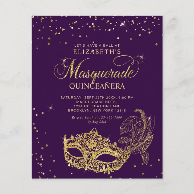 HAUSHALT Elegantes Lila Goldmedaille Quinceañera (Vorderseite)
