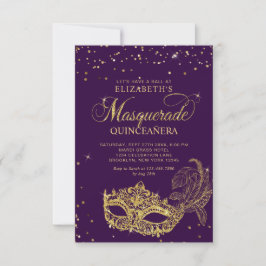 HAUSHALT Elegantes Lila Goldmedaille Quinceañera Mitteilungskarte