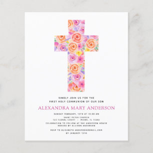 Haushalt Erste Heilige Kommunion Pastel Floral Pin Flyer