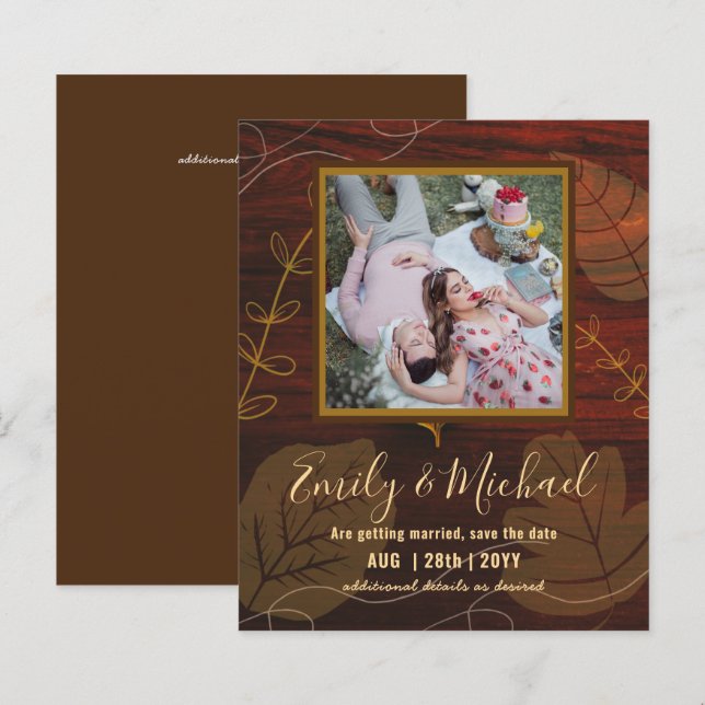 HAUSHALT FOTO Hochzeit SPAREN DIE DATEN Boho Abstr (Vorne/Hinten)