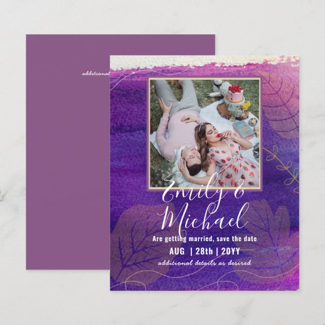 HAUSHALT FOTO Hochzeit SPAREN DIE DATEN Boho Abstr (Vorne/Hinten)