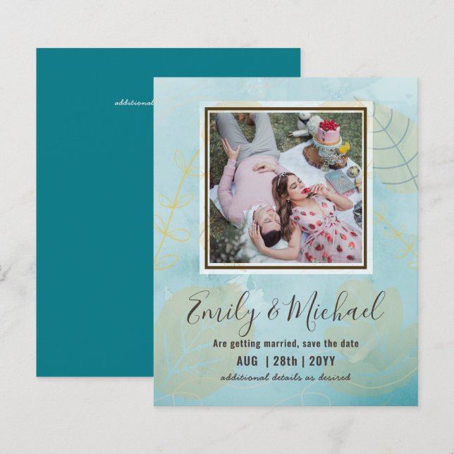 HAUSHALT FOTO Hochzeit SPAREN DIE DATEN Boho Abstr (Vorne/Hinten)