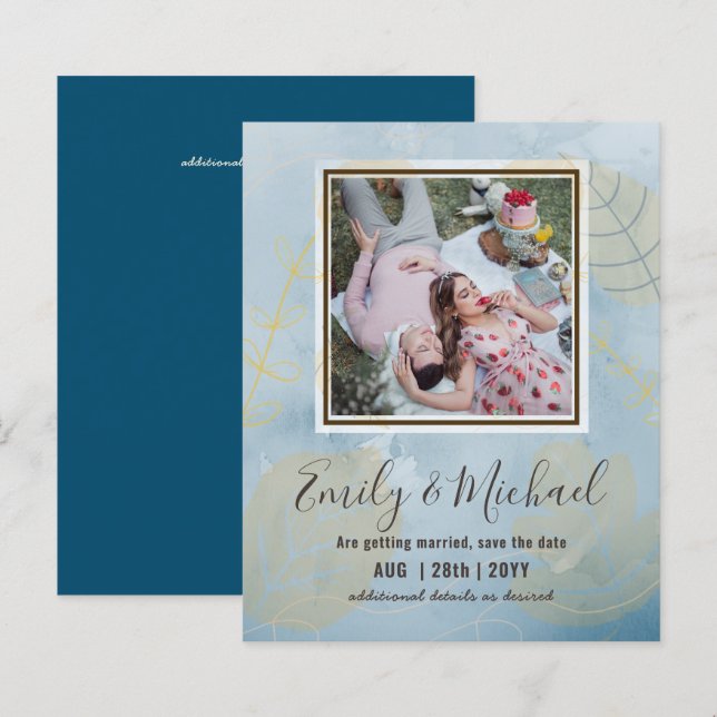 HAUSHALT FOTO Hochzeit SPAREN DIE DATEN Boho Abstr (Vorne/Hinten)