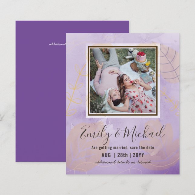 HAUSHALT FOTO Hochzeit SPAREN DIE DATEN Boho Abstr (Vorne/Hinten)