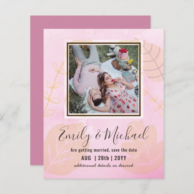 HAUSHALT FOTO Hochzeit SPAREN DIE DATEN Boho Abstr (Vorne/Hinten)