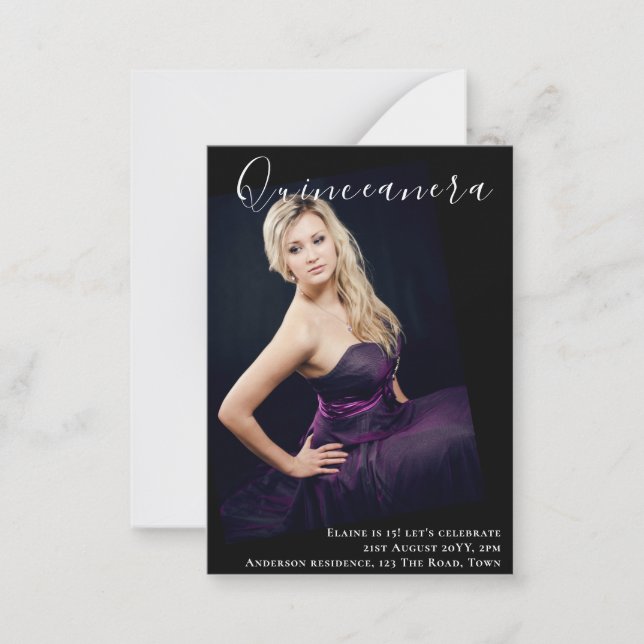 HAUSHALT - FOTO von Quinceanera Einladung zur Ankü (Vorderseite)