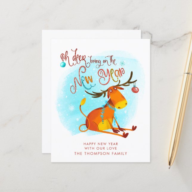 HAUSHALT Funny Oh Hirsch bringen Neues Jahr an (Vorderseite/Rückseite Beispiel)