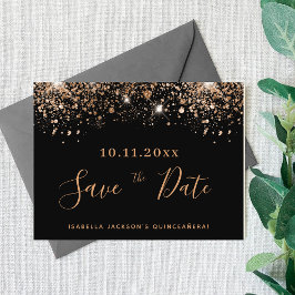 Haushalt für schwarze Glitzer in Quinceanera Save Flyer