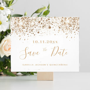 Haushalt für Weißgold in Quinceanera Save the Date Flyer