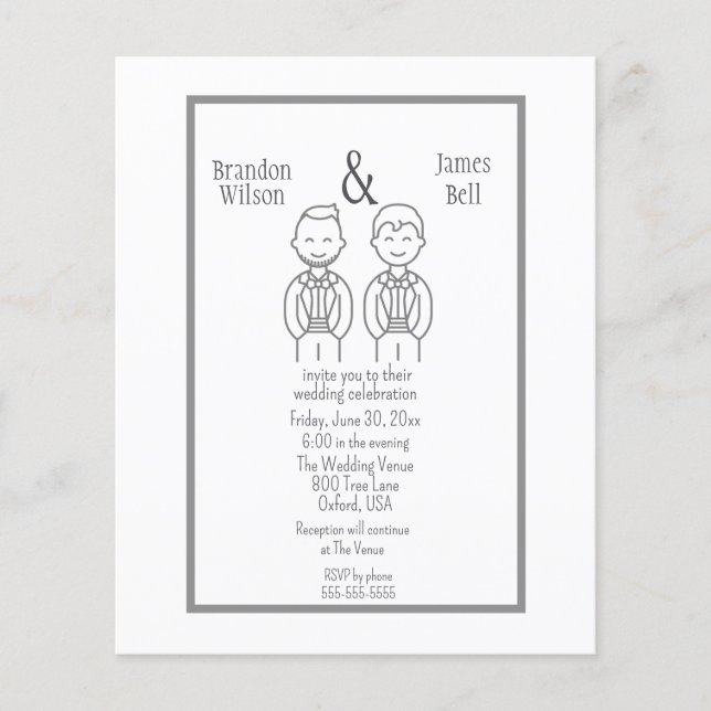 HAUSHALT Gay Couple Wedding Einladung Flyer (Vorne)