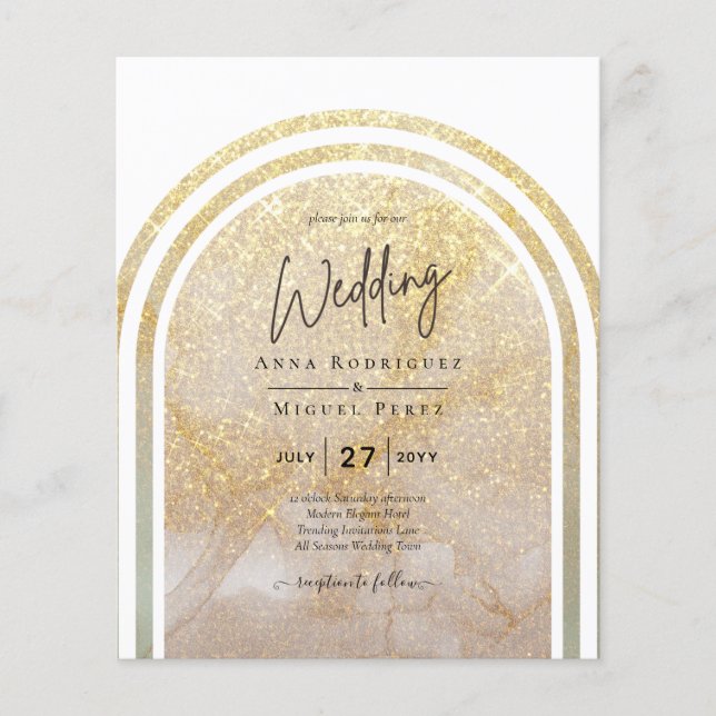 HAUSHALT Glitzer Arch Modern Wedding Flyer (Vorne)