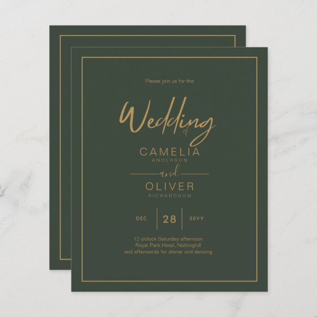 HAUSHALT Gold Text Script Elegante Moderne (Vorne/Hinten)