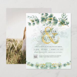 HAUSHALT Grüne FOTO Hochzeit Einladung QR CODE