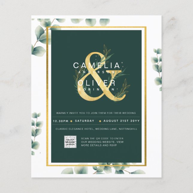HAUSHALT Grüne FOTO Hochzeit Einladung QR CODE F Flyer (Vorne)