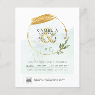 HAUSHALT Grüne FOTO Hochzeit Einladung QR CODE F Flyer