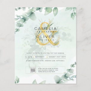HAUSHALT Grüne FOTO Hochzeit Einladung QR CODE F Flyer