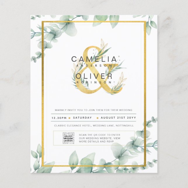 HAUSHALT Grüne FOTO Hochzeit Einladung QR CODE F Flyer (Vorne)