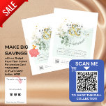 HAUSHALT Grüne FOTO Hochzeit Einladung QR CODE F Flyer<br><div class="desc">Die atemberaubenden neuen Hochzeitseinladungen, perfekt für das moderne Paar, das eine Touch von Eleganz und botanischem Charme sucht. Die Einladungen zeichnen sich durch eine wunderschöne moderne Typografie und ein Foto des verlobten Ehepaares auf der Rückseite aus, das Ihrem besonderen Tag eine persönliche Touch verleiht. Das Design ist wunderschön mit Eukalyptus-Blätter...</div>